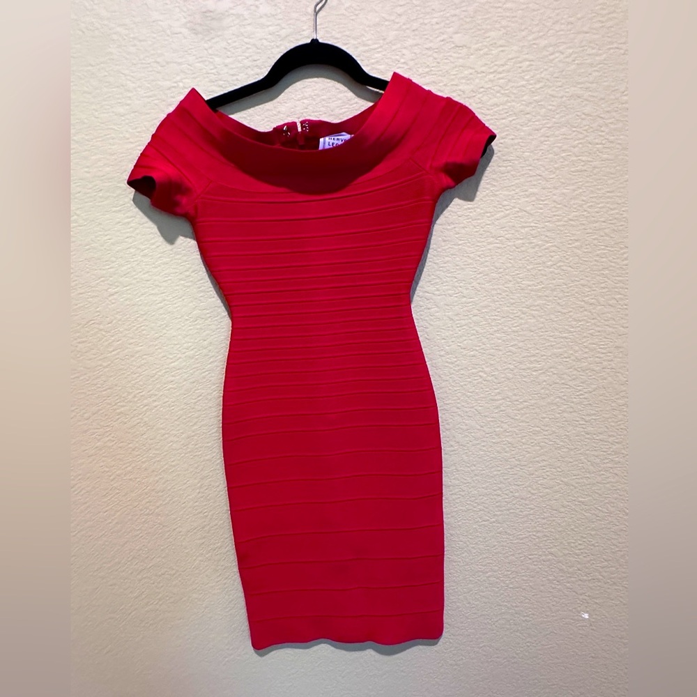 Herve Leger red bandage dress size XS